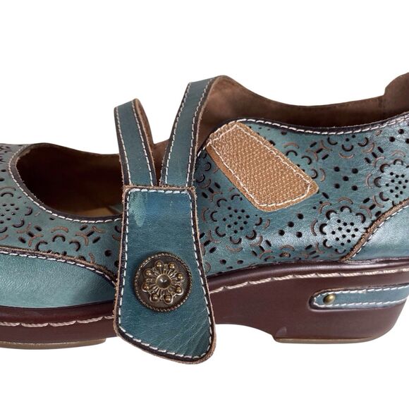 L'ARTISTE BY SPRING STEP Mamata Mary Jane Wedge Shoes EU Size 38 US 7.5 8 Green - Picture 15 of 16